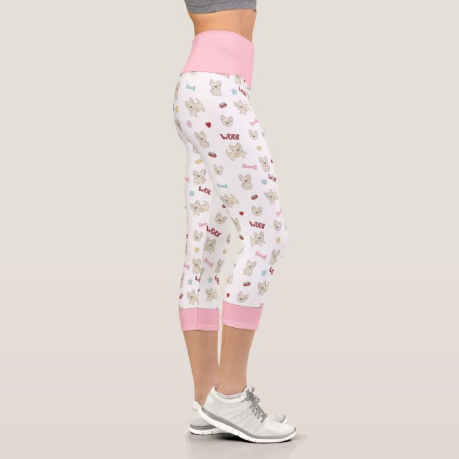Leggings Capri Coeurs de taureau français empreinte de patte chie (Droite)