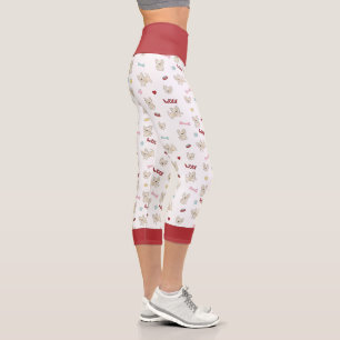 Leggings Capri Coeurs de taureau français empreinte de patte chie