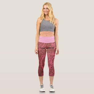 Leggings Capri Collants Capri Paisley Rose Rouge GRANDE TAILLE