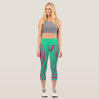 Leggings Capri Collants de mode à motif zèbre néon