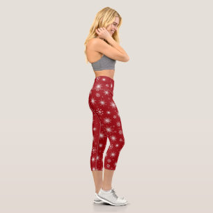 Leggings Capri Collants rouges de pays des merveilles d'hiver ave