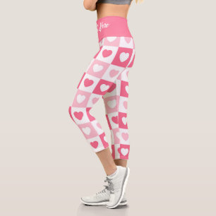 Leggings Capri Collection d'amour du coeur rose moderne
