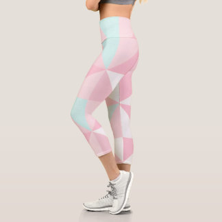 Leggings Capri Collection Populaire Abstraite Rose Pâle Menthe
