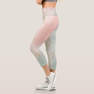 Leggings Capri Collection Populaire Résumé Rose Blush Menthe