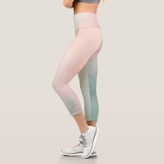 Leggings Capri Collection Rose Pâle Menthe Abstrait Populaire