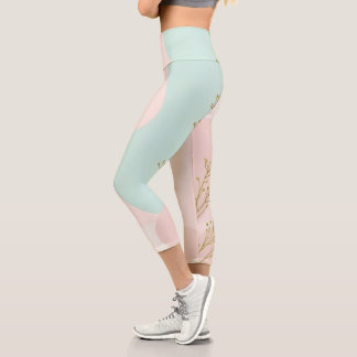 Leggings Capri Collection Tendance Abstraite Rose Pâle Menthe