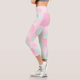 Leggings Capri Collection Tendance Abstraite Rose Pâle Menthe