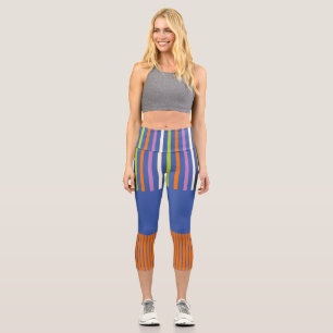 Leggings Capri Color Pop Stripes design rayé moderne