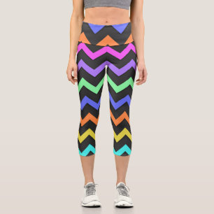 Leggings Capri Coloré Chevron Vibrant Cool Motif d'été amusant