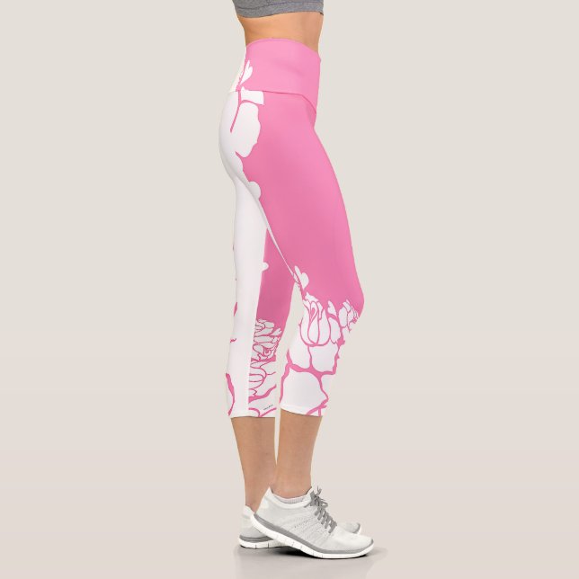Leggings Capri Compression féminine ajustée à la taille blanche f (Droite)