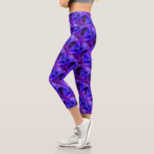 Leggings Capri Conception Abstraite Électrique Bleu Et Violet