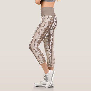 Leggings Capri Conception Abstraite Irrégulière Camo Terre Neutre