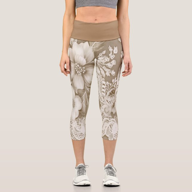 Leggings Capri Conception de dentelle Vintage Capris haute taille (Recto)