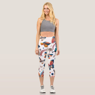 Leggings Capri Conception de légumineuses - Papillons colorés