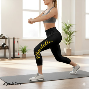 Leggings Capri Concevez votre propre nom sur un noir élégant