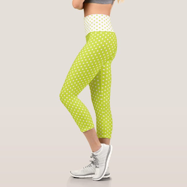 Leggings Capri Cool Chic Fashion Green Petit Pois Motif (Gauche)