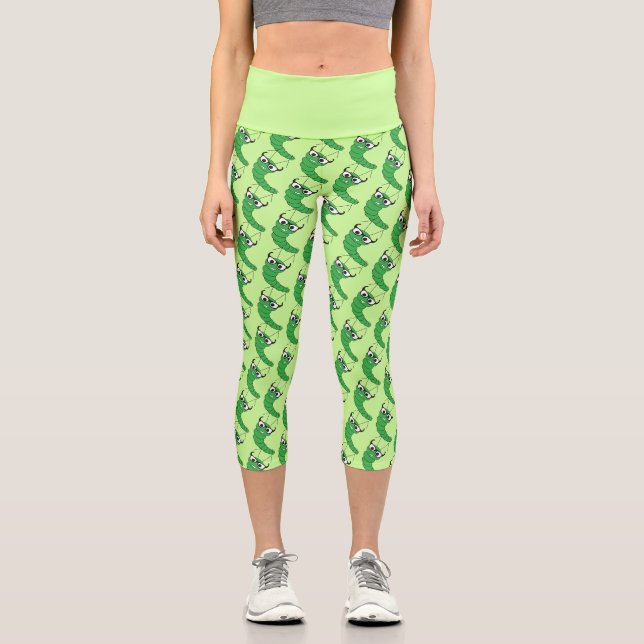 Leggings Capri Cool drôle de chenille nerveuse avec lunettes moti (Recto)