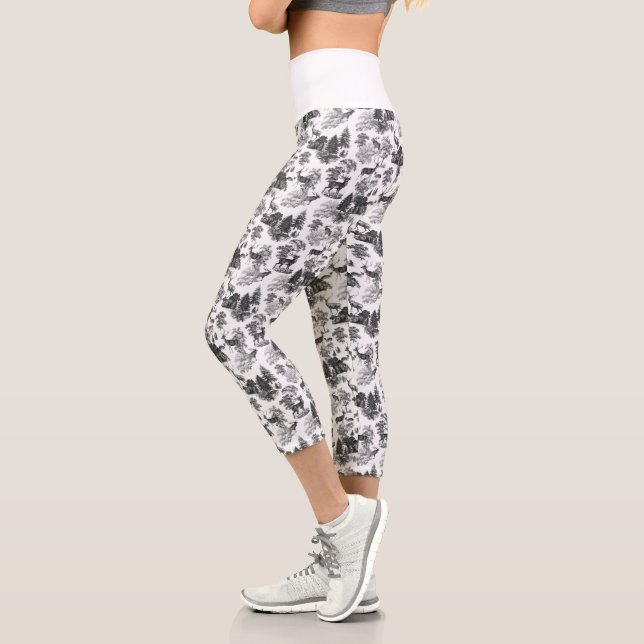 Leggings Capri Cool Elégant noir blanc cerf French Toile (Gauche)