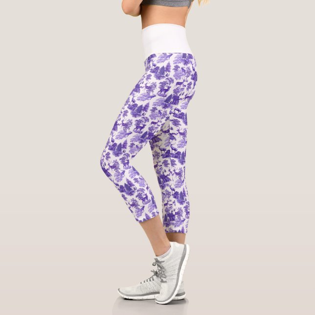 Leggings Capri Cool Élégant Périwinkle Bleu Cerf Toile Française (Gauche)