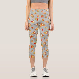 Leggings Capri Cool pizza tranches vintage gris motif