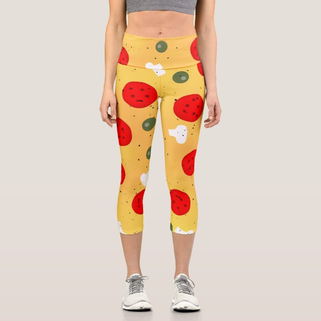 Leggings Capri Cool plaisir pizza pepperoni champignon (Recto)