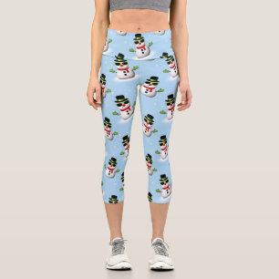 Leggings Capri Cool Snowman Noël motif bleu hiver
