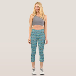 Leggings Capri Coquillage bleu dans la peinture marine moussante