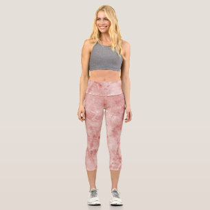 Leggings Capri Corail rose et Marbre blanc