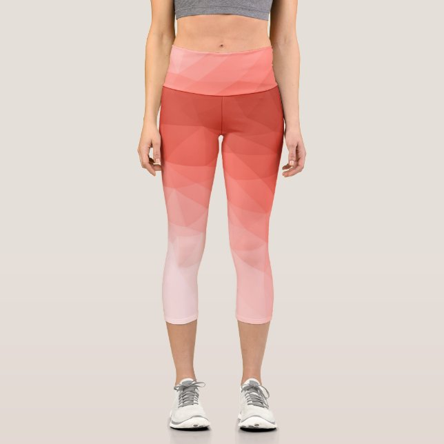 Leggings Capri Corail rose maillage géométrique ombre motif (Recto)
