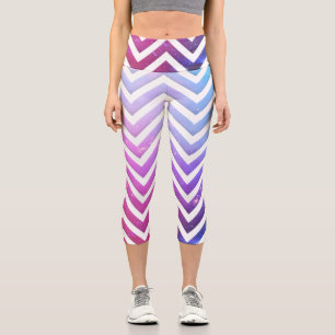 Leggings Capri Cosmic rose et bleu Chevron Galaxy Motif
