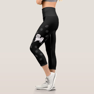 Leggings Capri Coton De Tulear Cute Cartoon Chien & Pâtes