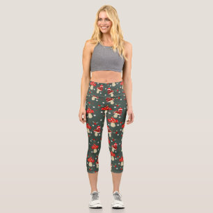Leggings Capri cottagecore noël champignons marguerites saint