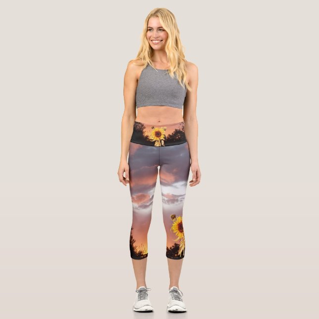 LEGGINGS CAPRI COUCHER DE SOLEIL ET ROSE EN ÉTÉ (Recto)