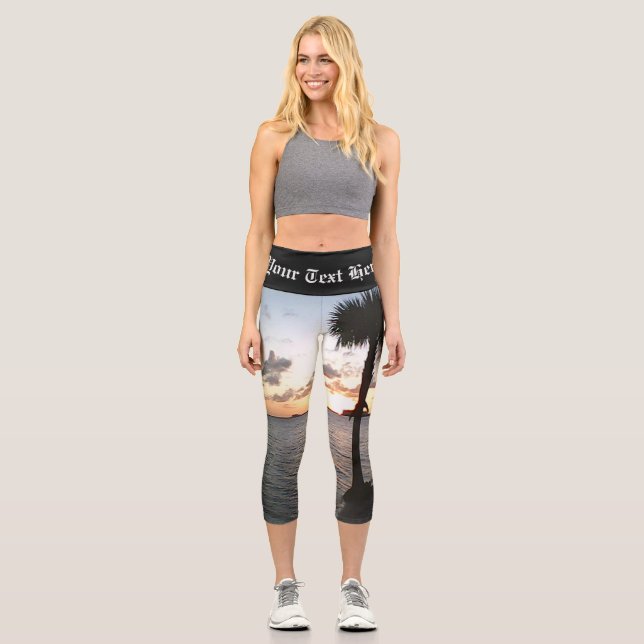 Leggings Capri Coucher De Soleil Sur La Plage (Recto)