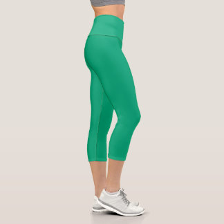 Leggings Capri Couleur bleu vert uni