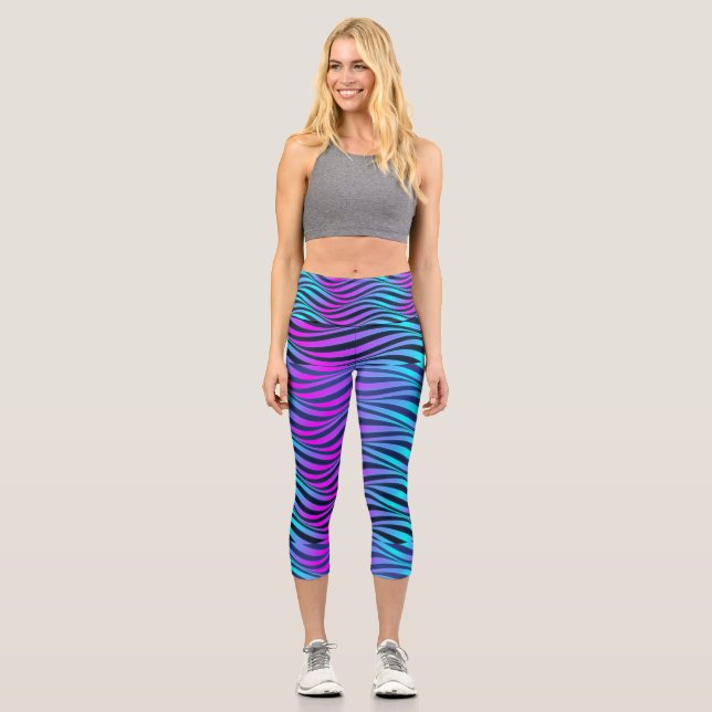 Leggings Capri Couleur néon ondulé (Recto)