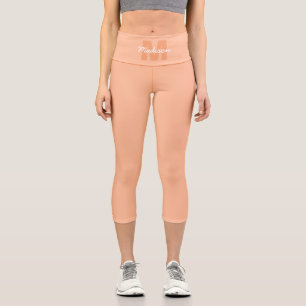 Leggings Capri Couleur pêche pastel cool avec nom de monogramme p