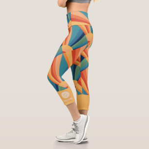 Leggings Capri Couleur Retro Arc en ciel Sunburst Custom Pickleba