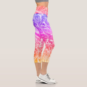 Leggings Capri Couleurs Arc-en-ciel brillantes Marbre Abstrait