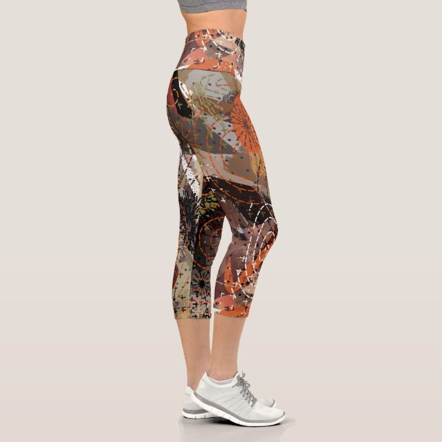 Leggings Capri Couleurs automnales Abstraites de la Terre (Droite)