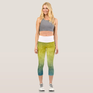 Leggings Capri Couleurs de Grunge - Jaune & Bleu