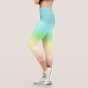 Leggings Capri Couleurs pastel abstraites vert sarcelle jaune ros