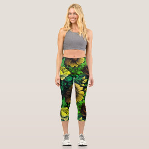Leggings Capri Couleurs uniques Vintage imprimé floral
