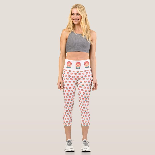 Leggings Capri Coupe de projecteur clown pixellisé (Recto)