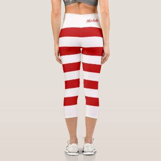 Leggings Capri Coutume Rouge Blancs Sucre de canne Noël