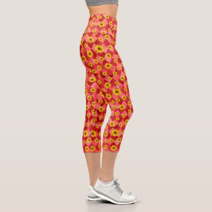 Leggings Capri Crânes rouges et série Tournesol Design 9