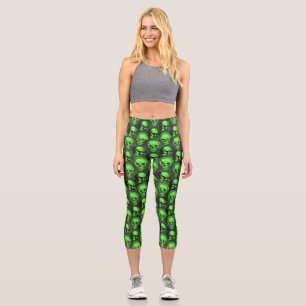 Leggings Capri Crânes verts et série Tournesol Conception 2 