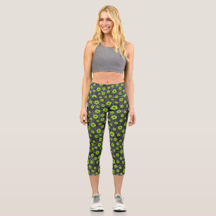 Leggings Capri Crânes verts et série tournesol Design 7 