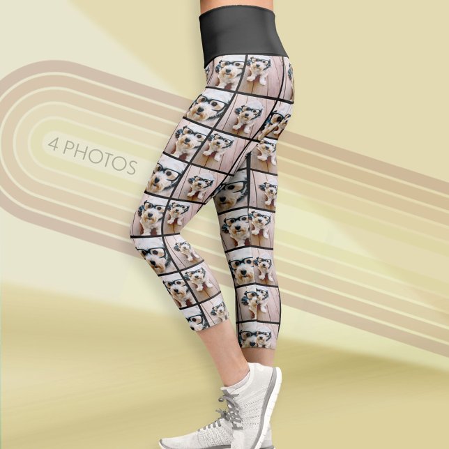 Leggings Capri Créer un collage photo personnalisé avec 4 photos  (Custom Photo Leggings)