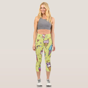 Leggings Capri Crème glacée Pop Cute : Motif animal